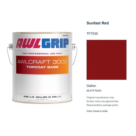 Awlgrip Awlcraft 3000 Sunfast Red TF7035, Gallon, 98-KTF7035G: representative original can with exact manufacturer color card sample