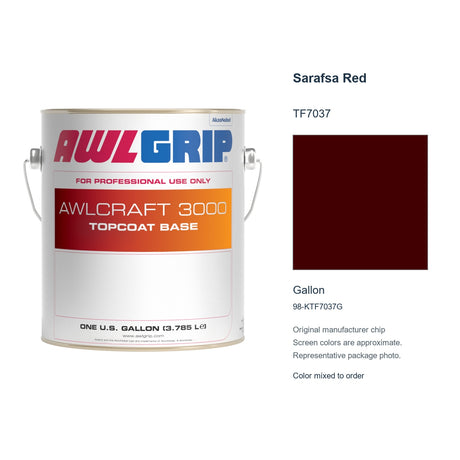 Awlgrip Awlcraft 3000 Sarafsa Red TF7037, Gallon, 98-KTF7037G: representative original can with exact manufacturer color card sample