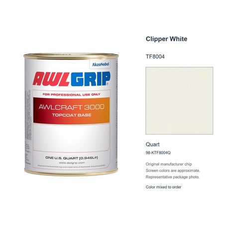 Awlgrip Awlcraft 3000 Clipper White TF8004, Quart, 98-KTF8004Q: representative original can with exact manufacturer color card sample