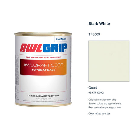 Awlgrip Awlcraft 3000 Stark White TF8009, Quart, 98-KTF8009Q: representative original can with exact manufacturer color card sample