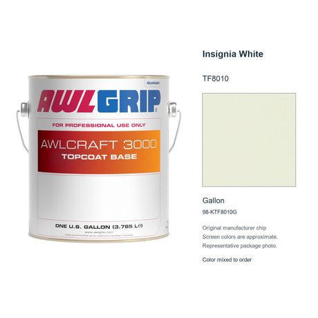 Awlgrip Awlcraft 3000 Insignia White TF8010, Gallon, 98-KTF8010G: representative original can with exact manufacturer color card sample