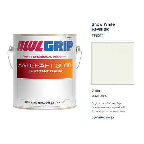 Awlgrip Awlcraft 3000 Snow White Revisited TF8011, Gallon, 98-KTF8011G: representative original can with exact manufacturer color card sample