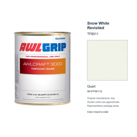 Awlgrip Awlcraft 3000 Snow White Revisited TF8011, Quart, 98-KTF8011Q: representative original can with exact manufacturer color card sample