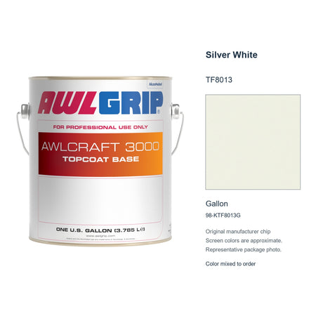 Awlgrip Awlcraft 3000 Silver White TF8013, Gallon, 98-KTF8013G: representative original can with exact manufacturer color card sample