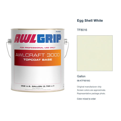 Awlgrip Awlcraft 3000 Egg Shell White TF8016, Gallon, 98-KTF8016G: representative original can with exact manufacturer color card sample