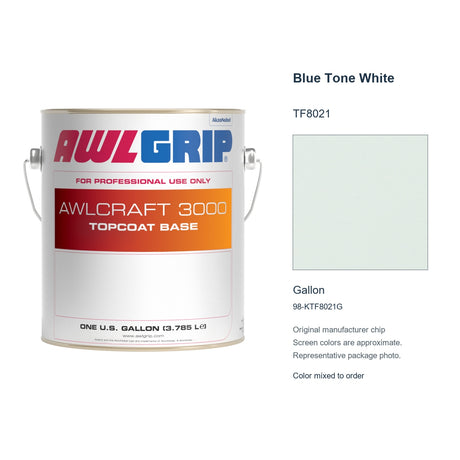 Awlgrip Awlcraft 3000 Blue Tone White TF8021, Gallon, 98-KTF8021G: representative original can with exact manufacturer color card sample