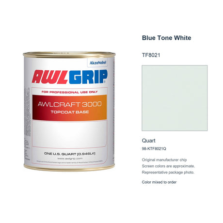 Awlgrip Awlcraft 3000 Blue Tone White TF8021, Quart, 98-KTF8021Q: representative original can with exact manufacturer color card sample
