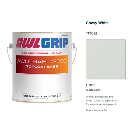 Awlgrip Awlcraft 3000 Chevy White TF8022, Gallon, 98-KTF8022G: representative original can with exact manufacturer color card sample