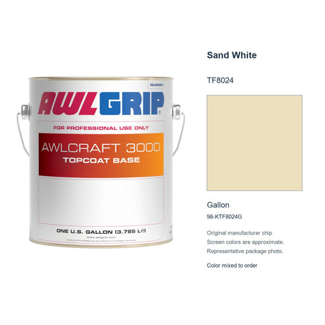 Awlgrip Awlcraft 3000 Sand White TF8024, Gallon, 98-KTF8024G: representative original can with exact manufacturer color card sample