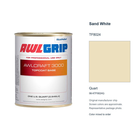 Awlgrip Awlcraft 3000 Sand White TF8024, Quart, 98-KTF8024Q: representative original can with exact manufacturer color card sample