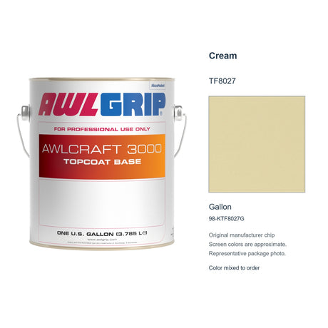 Awlgrip Awlcraft 3000 Cream TF8027, Gallon, 98-KTF8027G: representative original can with exact manufacturer color card sample