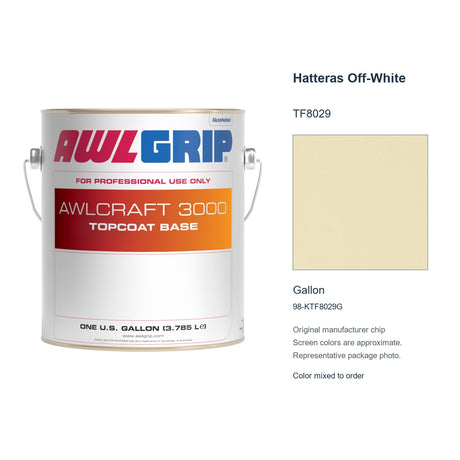 Awlgrip Awlcraft 3000 Hatteras Off-White TF8029, Gallon, 98-KTF8029G: representative original can with exact manufacturer color card sample