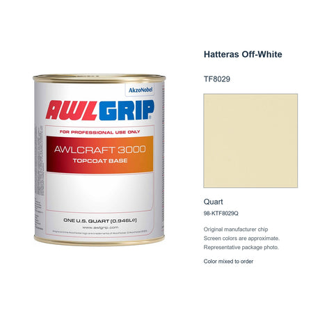 Awlgrip Awlcraft 3000 Hatteras Off-White TF8029, Quart, 98-KTF8029Q: representative original can with exact manufacturer color card sample