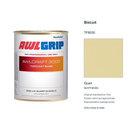 Awlgrip Awlcraft 3000 Biscuit TF8030, Quart, 98-KTF8030Q: representative original can with exact manufacturer color card sample