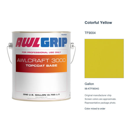 Awlgrip Awlcraft 3000 Colorful Yellow TF9004, Gallon, 98-KTF9004G: representative original can with exact manufacturer color card sample