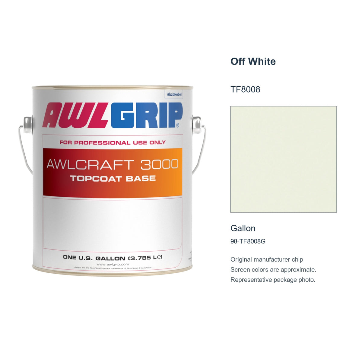Awlgrip Off White TF8008, Gallon, 98-TF8008G: representative original can with exact manufacturer color card sample