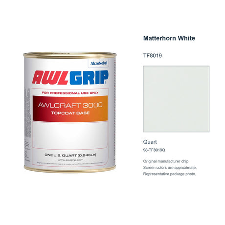 Awlgrip Matterhorn White TF8019, Quart, 98-TF8019Q: representative original can with exact manufacturer color card sample