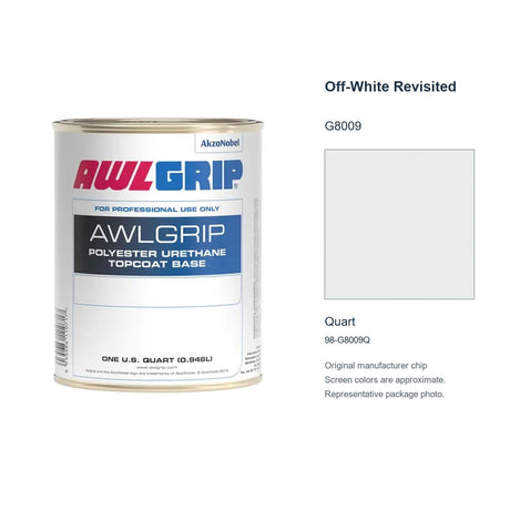 Awlgrip Off-White Revisited G8009, Quart, 98-G8009Q: representative original can with exact manufacturer color card sample
