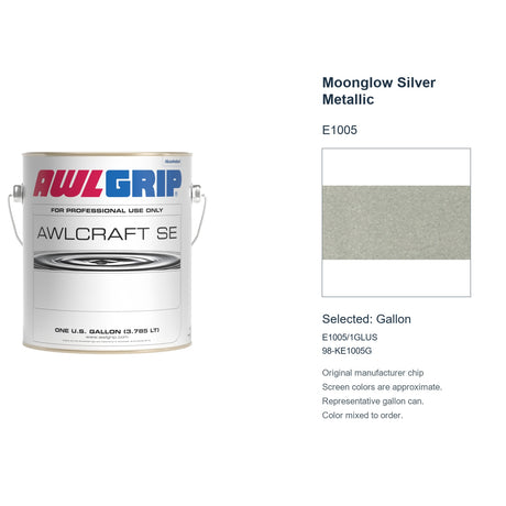 Awlgrip Awlcraft SE Moonglow Silver Metallic E1005, selected Gallon, E1005/1GLUS: original manufacturer chip with representative gallon can