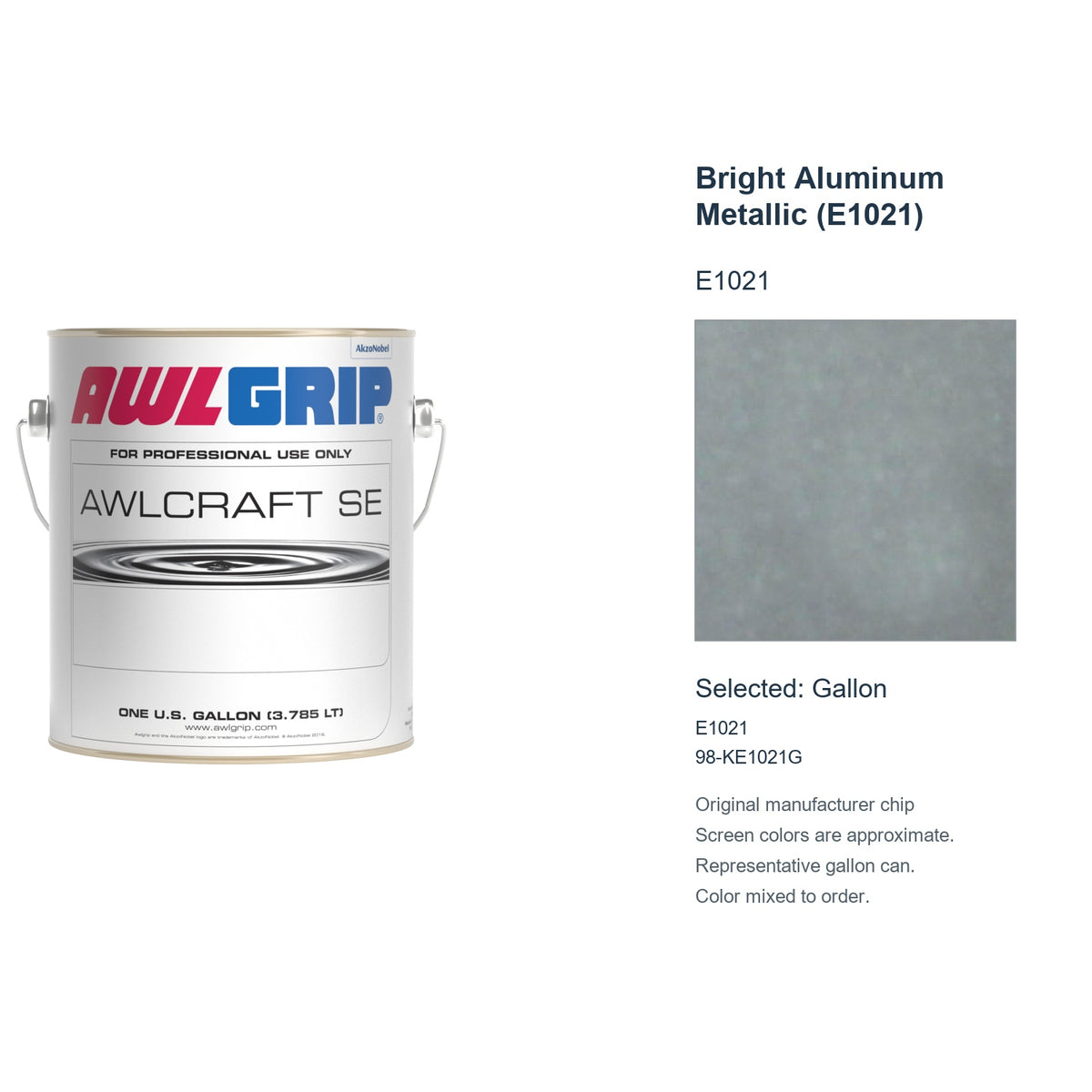 Awlgrip Awlcraft SE Bright Aluminum Metallic (E1021) E1021, selected Gallon, E1021: original manufacturer chip with representative gallon can