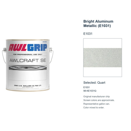 Awlgrip Awlcraft SE Bright Aluminum Metallic (E1031) E1031, selected Quart, E1031: original manufacturer chip with representative gallon can