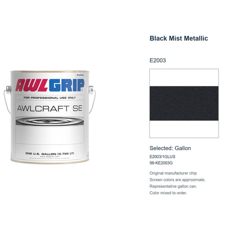 Awlgrip Awlcraft SE Black Mist Metallic E2003, selected Gallon, E2003/1GLUS: original manufacturer chip with representative gallon can