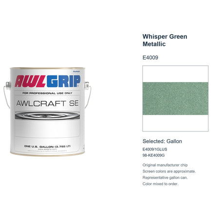 Awlgrip Awlcraft SE Whisper Green Metallic E4009, selected Gallon, E4009/1GLUS: original manufacturer chip with representative gallon can