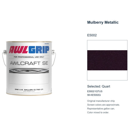 Awlgrip Awlcraft SE Mulberry Metallic E5002, selected Quart, E5002/1QTUS: original manufacturer chip with representative gallon can