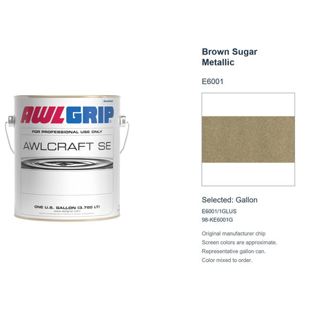 Awlgrip Awlcraft SE Brown Sugar Metallic E6001, selected Gallon, E6001/1GLUS: original manufacturer chip with representative gallon can