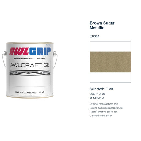 Awlgrip Awlcraft SE Brown Sugar Metallic E6001, selected Quart, E6001/1QTUS: original manufacturer chip with representative gallon can