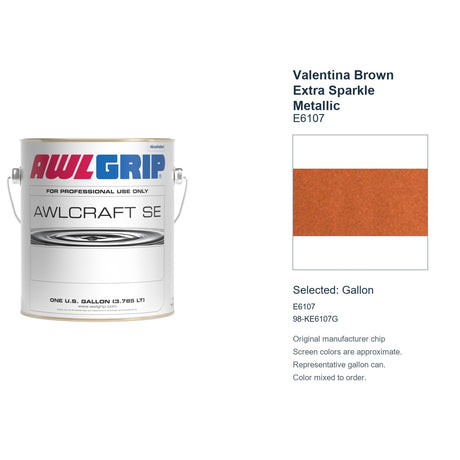 Awlgrip Awlcraft SE Valentina Brown Extra Sparkle Metallic E6107, selected Gallon, E6107: original manufacturer chip with representative gallon can