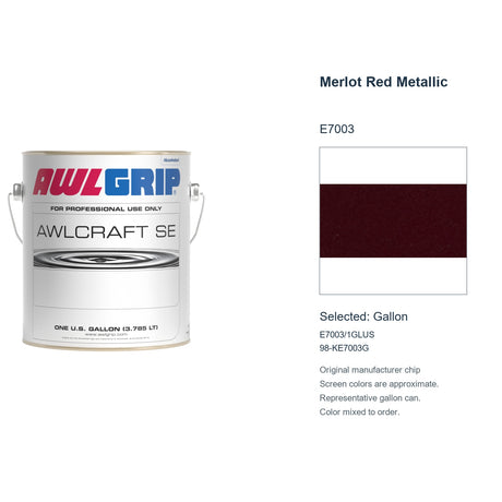 Awlgrip Awlcraft SE Merlot Red Metallic E7003, selected Gallon, E7003/1GLUS: original manufacturer chip with representative gallon can