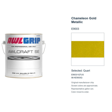Awlgrip Awlcraft SE Chameleon Gold Metallic E9003, selected Quart, E9003/1QTUS: original manufacturer chip with representative gallon can