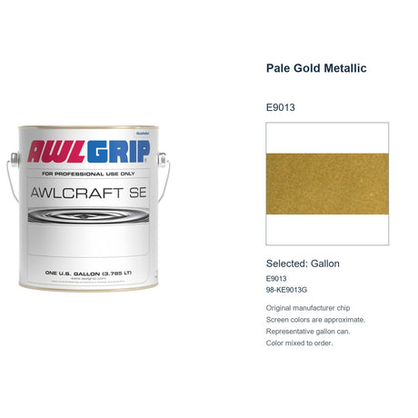 Awlgrip Awlcraft SE Pale Gold Metallic E9013, selected Gallon, E9013: original manufacturer chip with representative gallon can