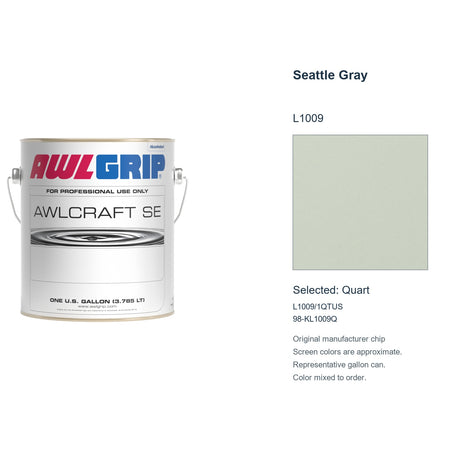 Awlgrip Awlcraft SE Seattle Gray L1009, selected Quart, L1009/1QTUS: original manufacturer chip with representative gallon can