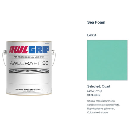Awlgrip Awlcraft SE Sea Foam L4004, selected Quart, L4004/1QTUS: original manufacturer chip with representative gallon can