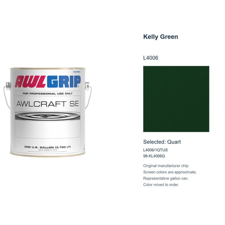 Awlgrip Awlcraft SE Kelly Green L4006, selected Quart, L4006/1QTUS: original manufacturer chip with representative gallon can