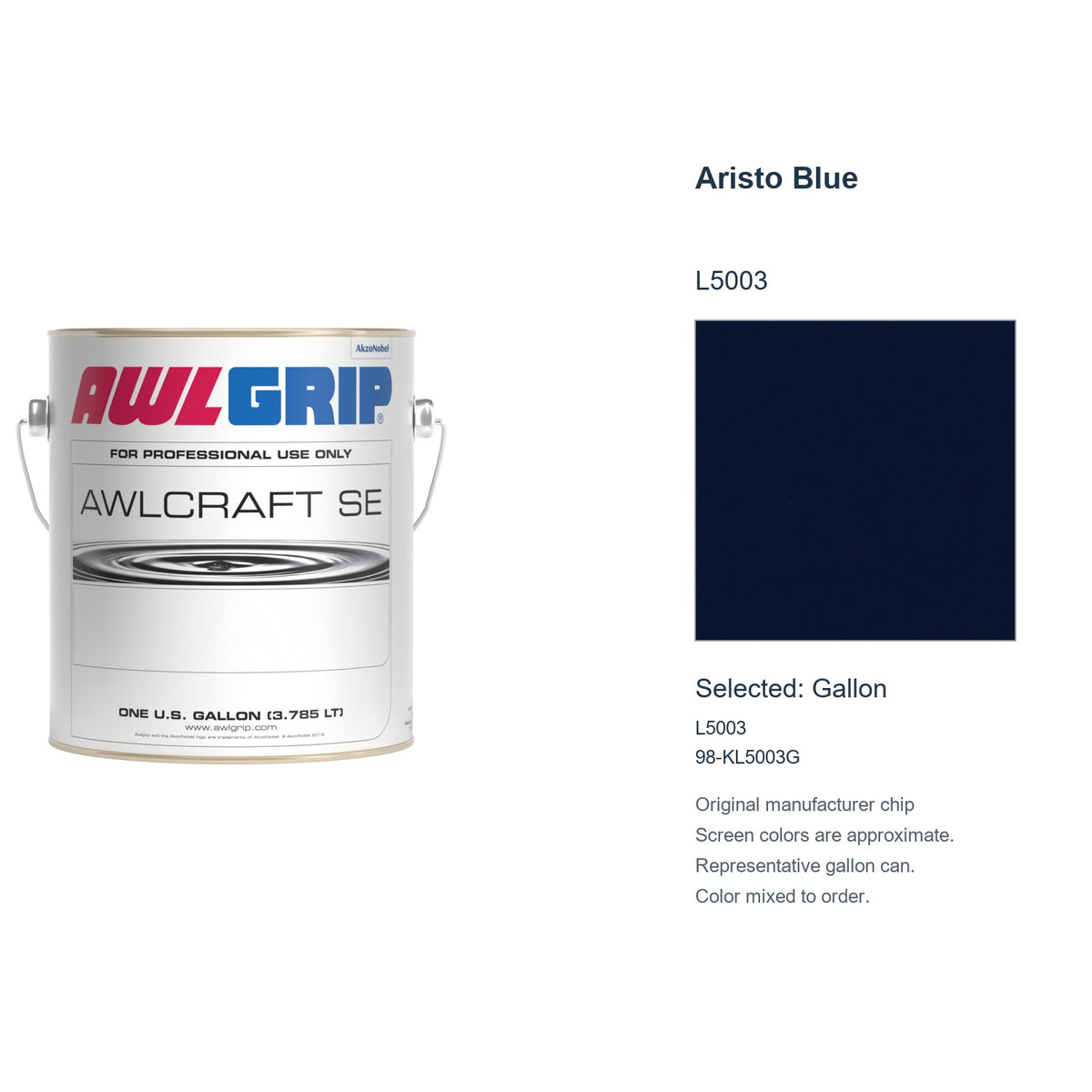 Awlgrip Awlcraft SE Aristo Blue L5003, selected Gallon, L5003: original manufacturer chip with representative gallon can