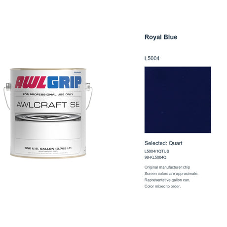 Awlgrip Awlcraft SE Royal Blue L5004, selected Quart, L5004/1QTUS: original manufacturer chip with representative gallon can