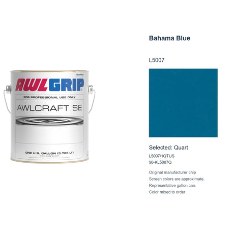 Awlgrip Awlcraft SE Bahama Blue L5007, selected Quart, L5007/1QTUS: original manufacturer chip with representative gallon can