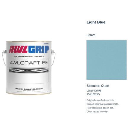 Awlgrip Awlcraft SE Light Blue L5021, selected Quart, L5021/1QTUS: original manufacturer chip with representative gallon can