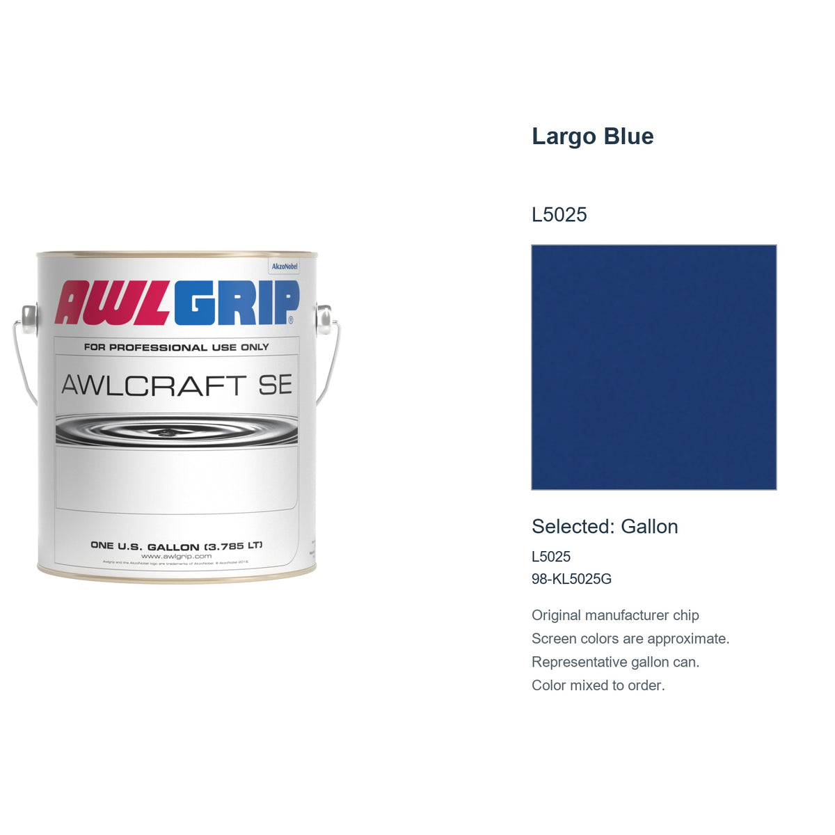 Awlgrip Awlcraft SE Largo Blue L5025, selected Gallon, L5025: original manufacturer chip with representative gallon can