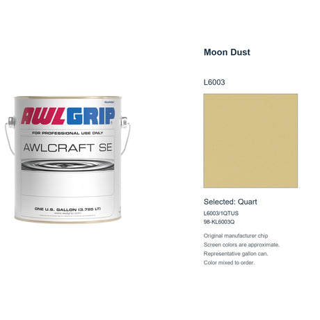 Awlgrip Awlcraft SE Moon Dust L6003, selected Quart, L6003/1QTUS: original manufacturer chip with representative gallon can