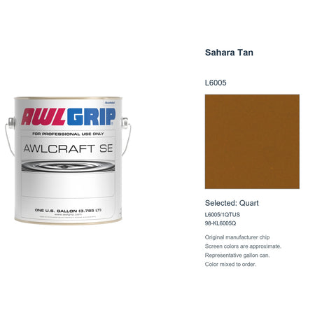 Awlgrip Awlcraft SE Sahara Tan L6005, selected Quart, L6005/1QTUS: original manufacturer chip with representative gallon can