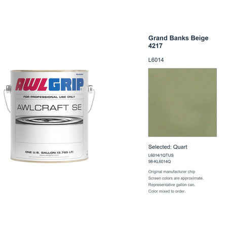 Awlgrip Awlcraft SE Grand Banks Beige 4217 L6014, selected Quart, L6014/1QTUS: original manufacturer chip with representative gallon can