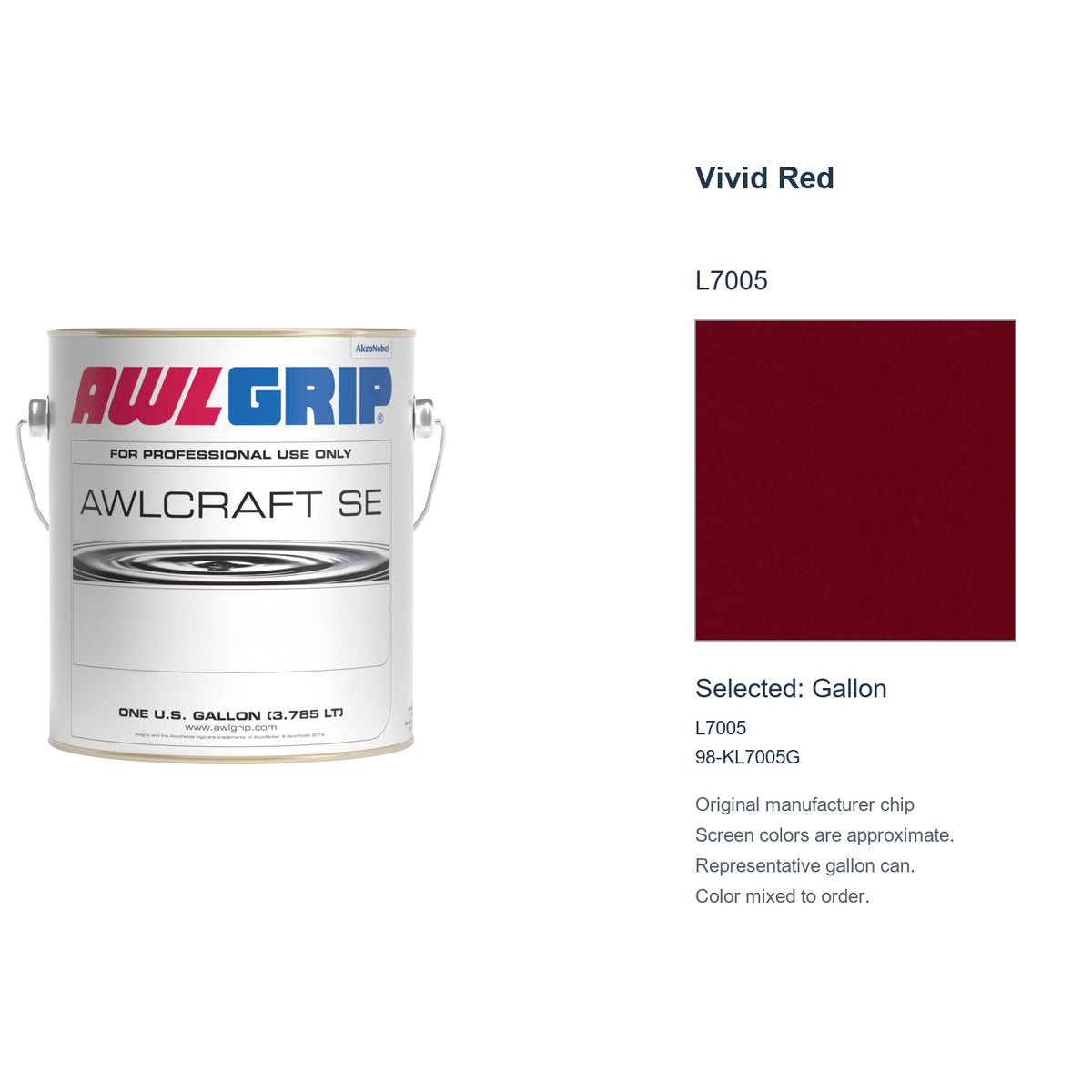 Awlgrip Awlcraft SE Vivid Red L7005, selected Gallon, L7005: original manufacturer chip with representative gallon can