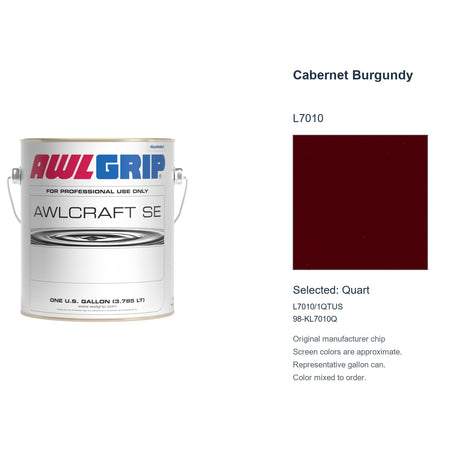 Awlgrip Awlcraft SE Cabernet Burgundy L7010, selected Quart, L7010/1QTUS: original manufacturer chip with representative gallon can