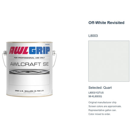 Awlgrip Awlcraft SE Off-White Revisited L8003, selected Quart, L8003/1QTUS: original manufacturer chip with representative gallon can