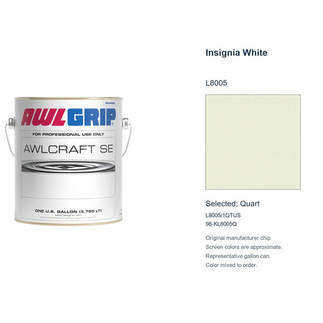 Awlgrip Awlcraft SE Insignia White L8005, selected Quart, L8005/1QTUS: original manufacturer chip with representative gallon can