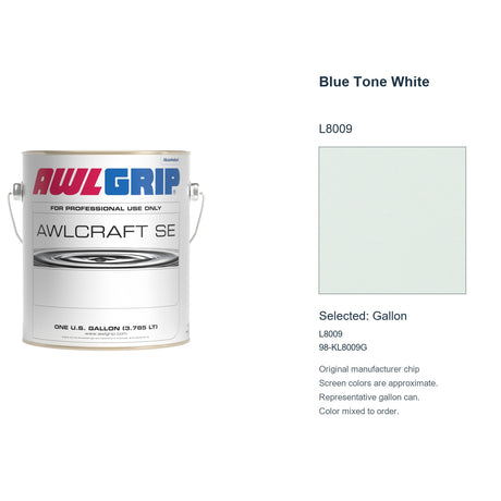 Awlgrip Awlcraft SE Blue Tone White L8009, selected Gallon, L8009: original manufacturer chip with representative gallon can